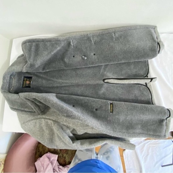 VINTAGE MENS FLEECE LINED DOUBLE BREASTED WOOL OVERCOAT 1970’s SZ 44 - Picture 9 of 11